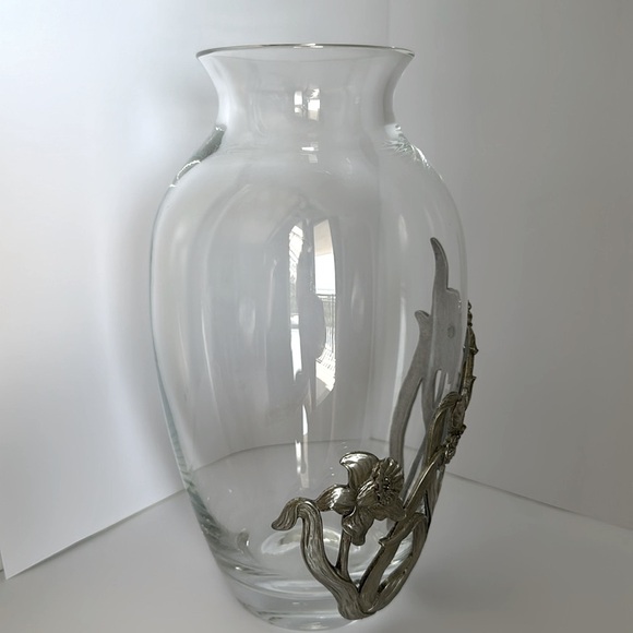 SeaGull Pewter Daffodil Pewter and Glass Vintage Vase 8 inch - Picture 7 of 7